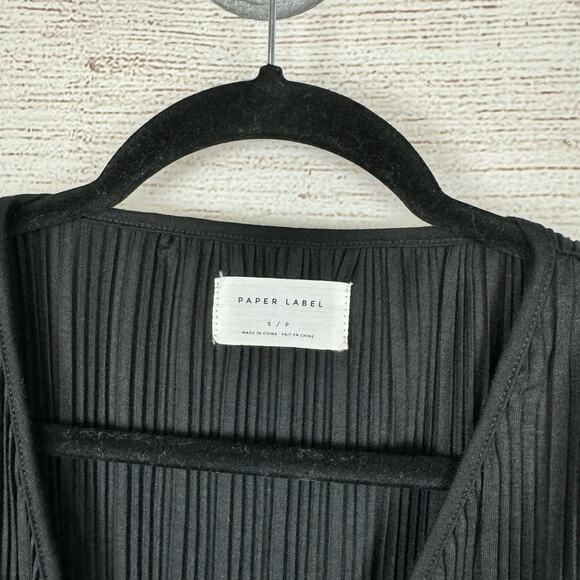 Paper Label Women's Black Pleated Wrap Midi Dress Size Small - Picture 5 of 10